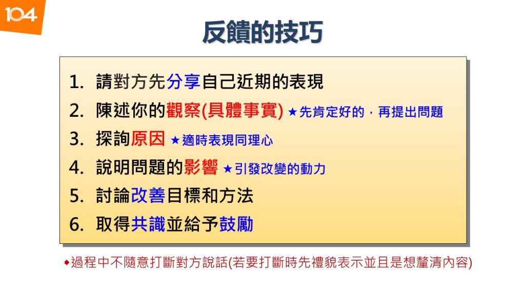 圖四：績效面談的主管反饋技巧