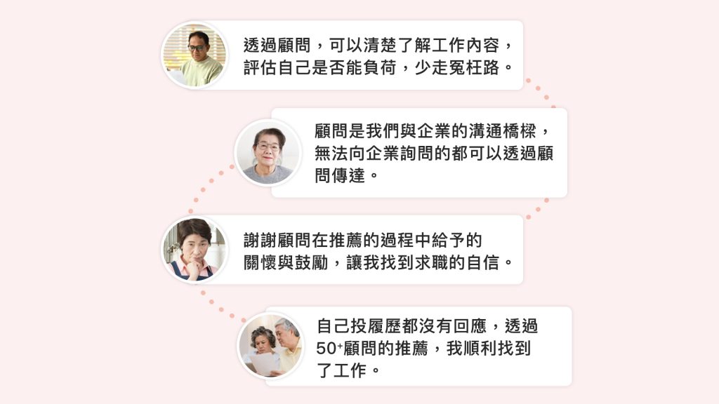 50+嚴選服務求職者證言