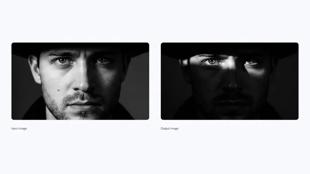 提示詞：把這張人像的光線改為從左側照射，光線漫射且柔和（圖片來源／Google）