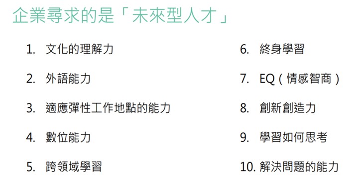 企業尋求未來型人才應備關鍵職能
