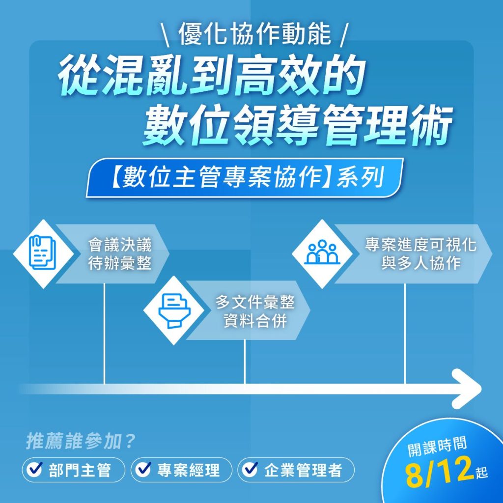 系列4│數位主管專案協作（共5堂，預計8月第3週開課）