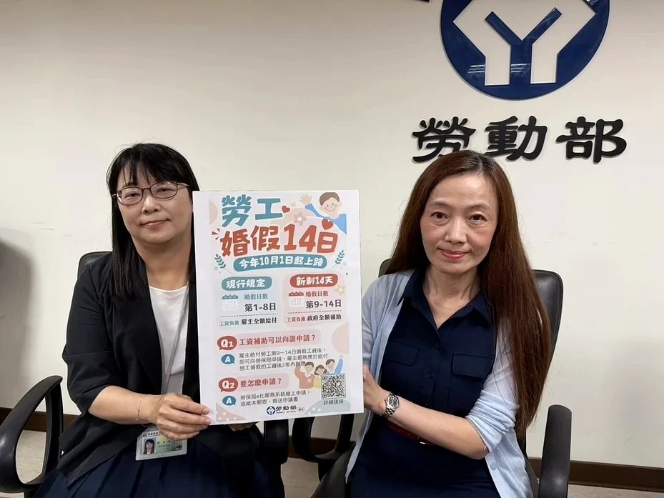 14天婚假10月上路 雇主可向勞保局申請薪資補助