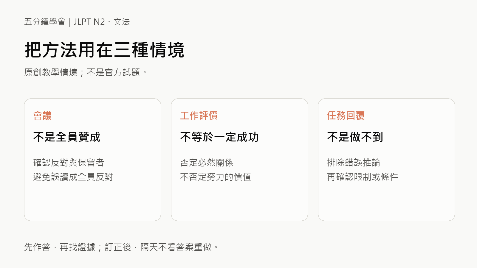 5分鐘學會「わけではない」:避免把部分否定看成全部否定的原創應用情境