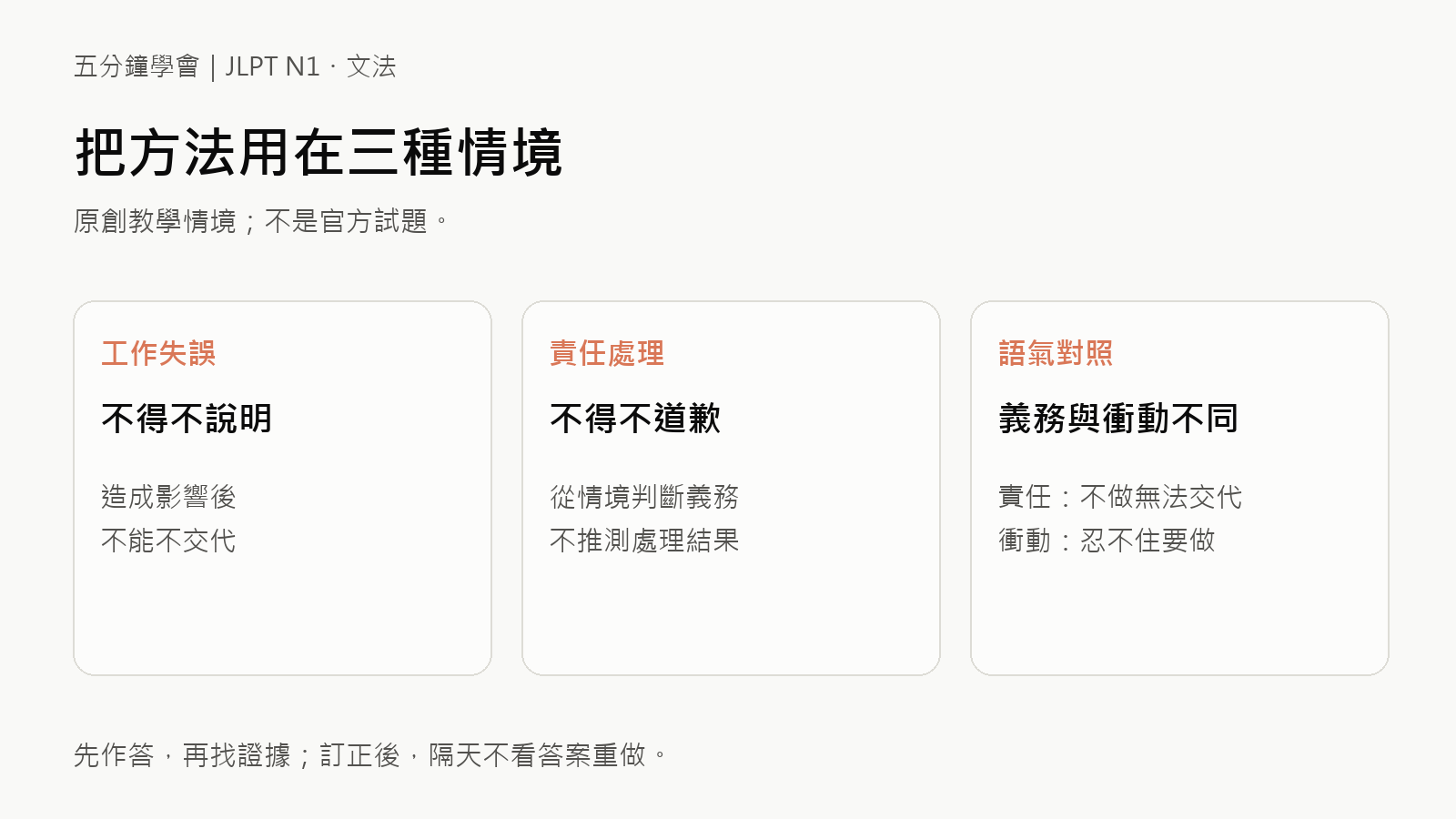 5分鐘學會「ないではすまない」：讀懂無法迴避的責任的原創應用情境