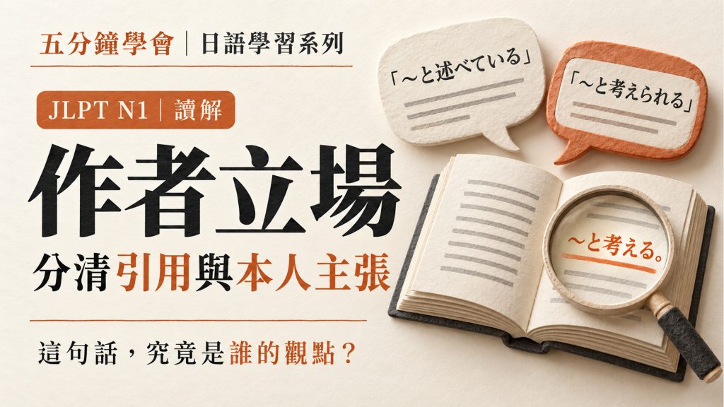 JLPT N1把引用當成作者主張？3段短文分清觀點來源與立場｜附5分鐘影音及練習