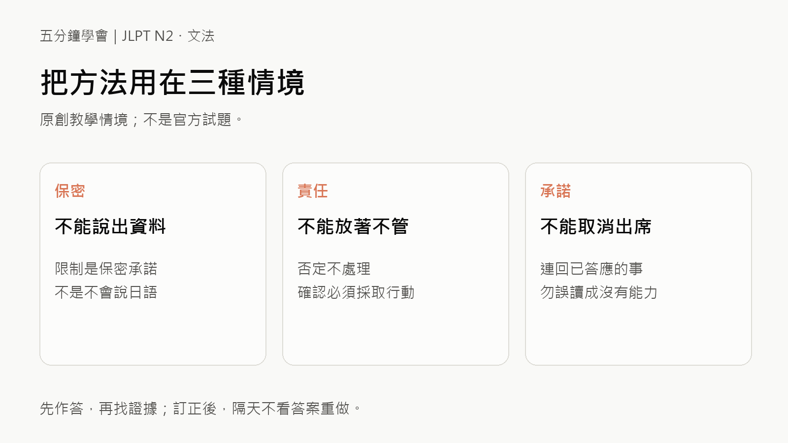 5分鐘學會「わけにはいかない」：分清情境限制與不能不做的原創應用情境