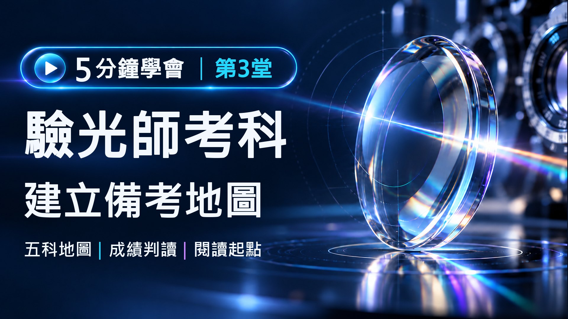 驗光師考哪五科？及格標準與備考地圖｜驗光師入門系列第3堂課程封面