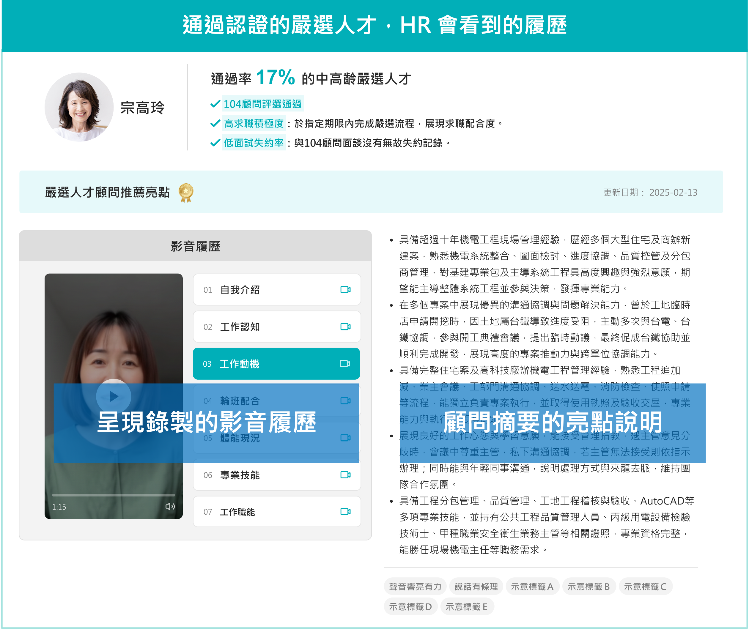 通過認證的嚴選人才，HR 會看到的履歷